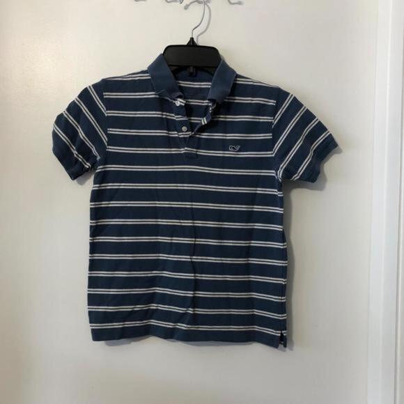 Vineyard Vines Navy Striped Short Sleeve Polo Shirt Medium - Picture 1 of 6